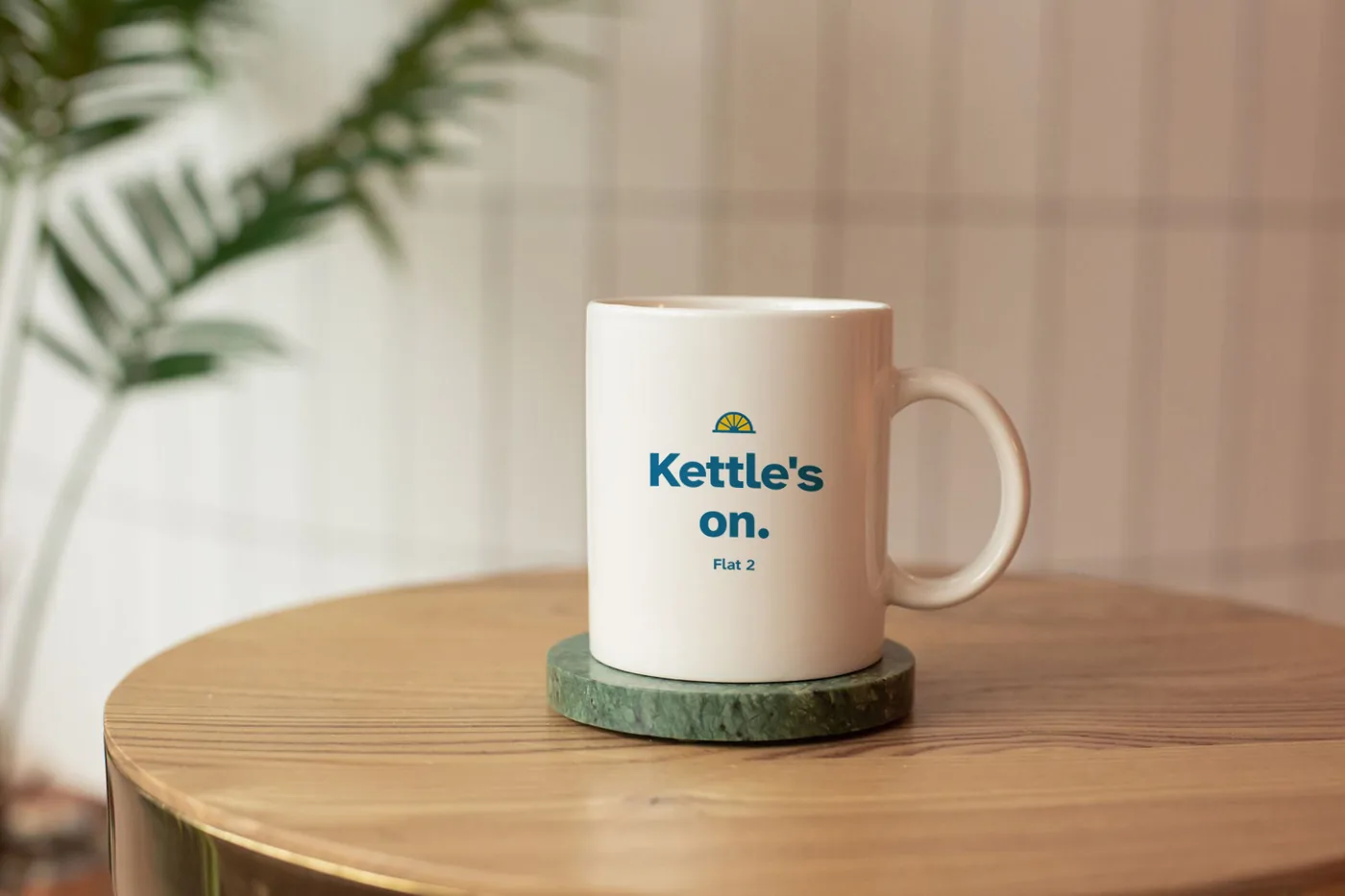 "Kettle's on." for the shared kitchen