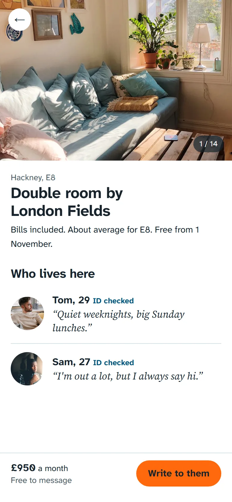 Both voices on a mobile listing.